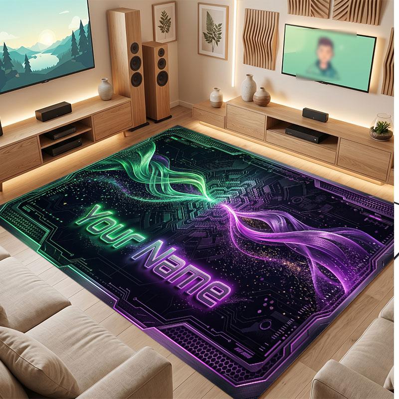 Abstract Personalized Theme Crystal Velvet Floor Rug Personalized Custom Name Text Warm Carpet Home Decoration