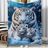 1Pc  Vintage Pets Family Gathering Throw Blanket Warm Soft Cozy Flannel Blanket For Cat Dog Lovers Home Decor