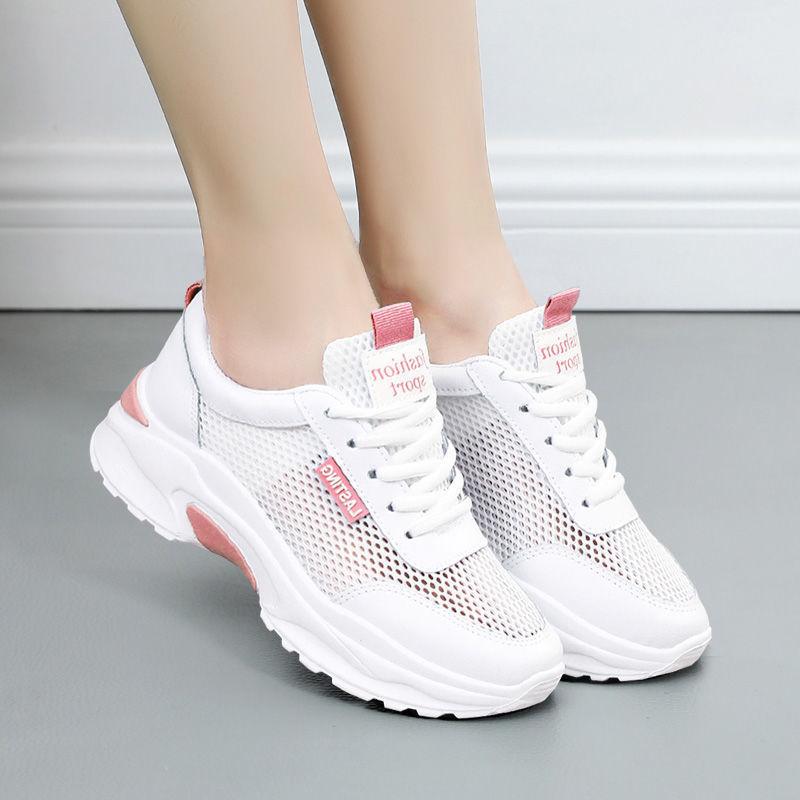

Summer breathable mesh sports shoes shoes student white shoes casual wear-resistant and comfortable 35 розовый