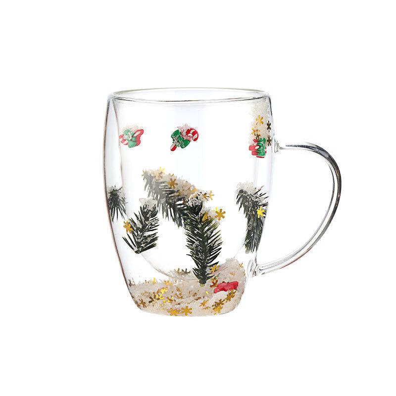 Christmas Candy Cane Double-Wall Glass Mugs (2-Pack)