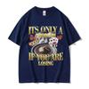 I Vincitori Non Mollano Mai Divertente Meme sul Gioco d'Azzardo Maglietta da Uomo Vintage Alta Qualità Moda Magliette da Donna Casual Cotone Maglietta Oversize