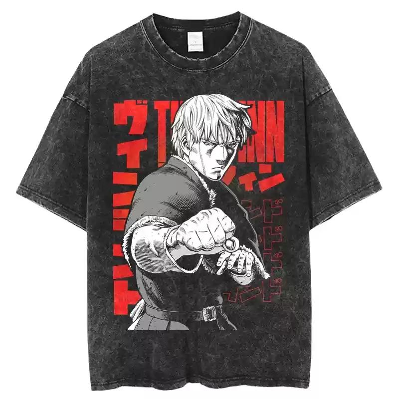 VINLAND SAGA Manga Graphic Tshirt Thorfinn T Shirt Mens Clothing Short Sleeve Tee Cotton Harajuku Washed Oversized Tshirt