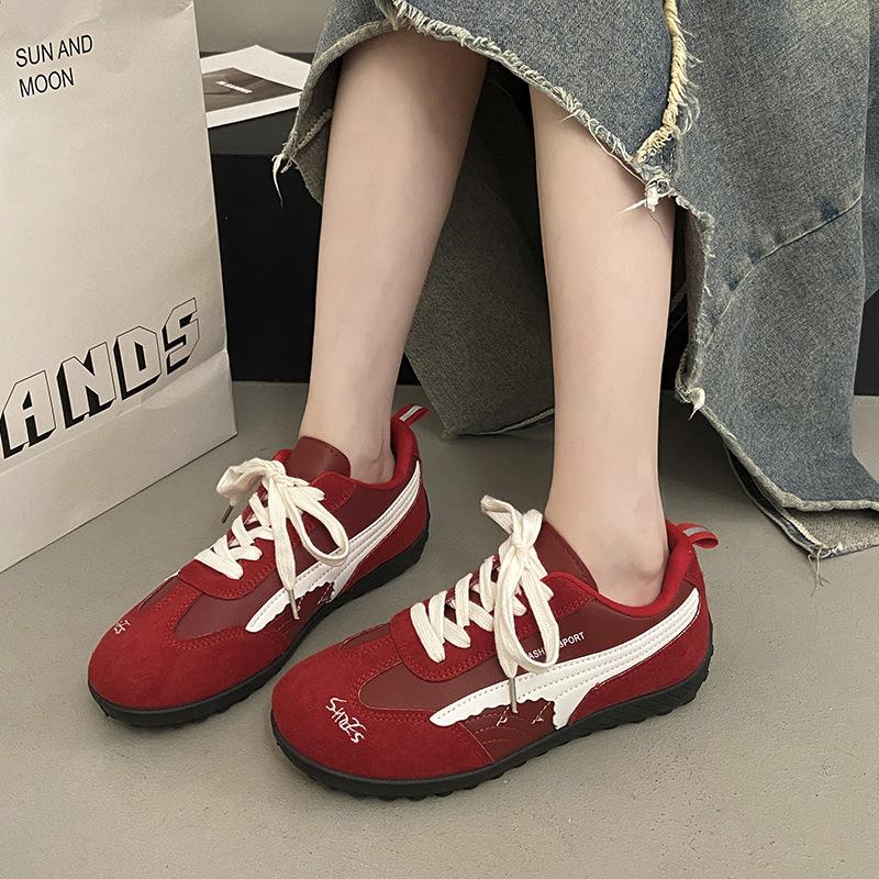 

2025 летние толстоподошвенные туфли для моральной подготовки с внутренней высотой, женские белые с вставками, ретро гоночные туфли, дышащие повседневные спортивные кеды 40