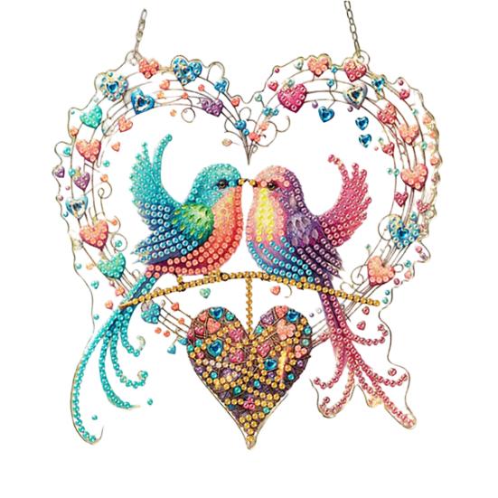 Flower Print Sun Catcher Acrylic Colorful Owl Hummingbird Dragonfly Suncatcher Artistic Hanging Ornament Home Window Size#Bird