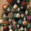 10pcs/lot Christmas Unfinished Wooden Snowflake Ornaments Snowflakes Hanging Cutouts Slices with Cord Craft for Xmas Decor