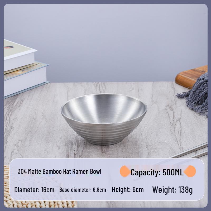 

304 Stainless Steel Double Layer Heat-Insulated Ramen and Soup Bowl - Large Gold Noodle Mixing Bowl