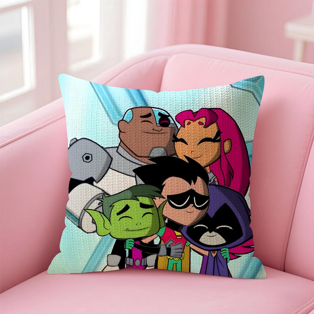 TTeen TitansS GGo Cushion Cover Natural Linen Pillow Case DoubleSided Print Decorative Sofa Pillowcase Home Decor Gift