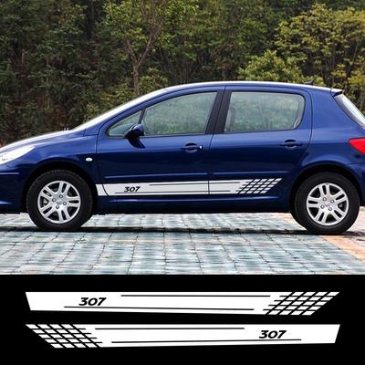 Car Door Side Skirt Stripes Vinyl Racing Sport Stickers for Peugeot 307 Vinyl Decoration Decals Auto Tuning Accessories
