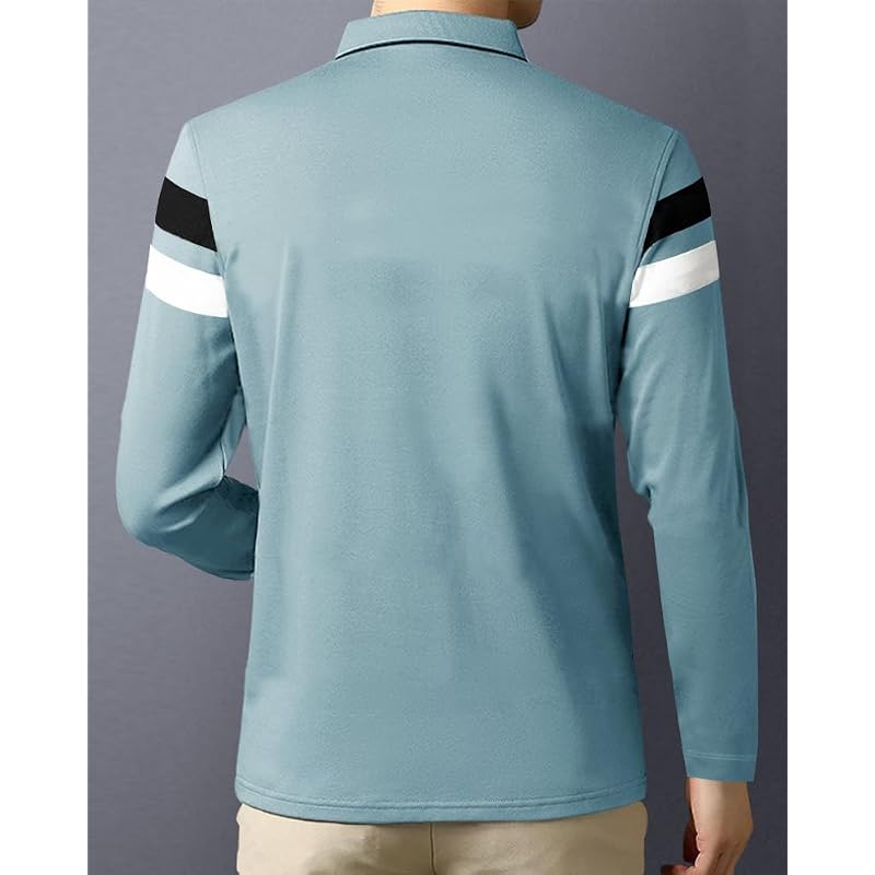 Noble Monk Men' Regular Fit Polo T Shirt Full Sleeves Collar Tshirts Casual TShirt For Men