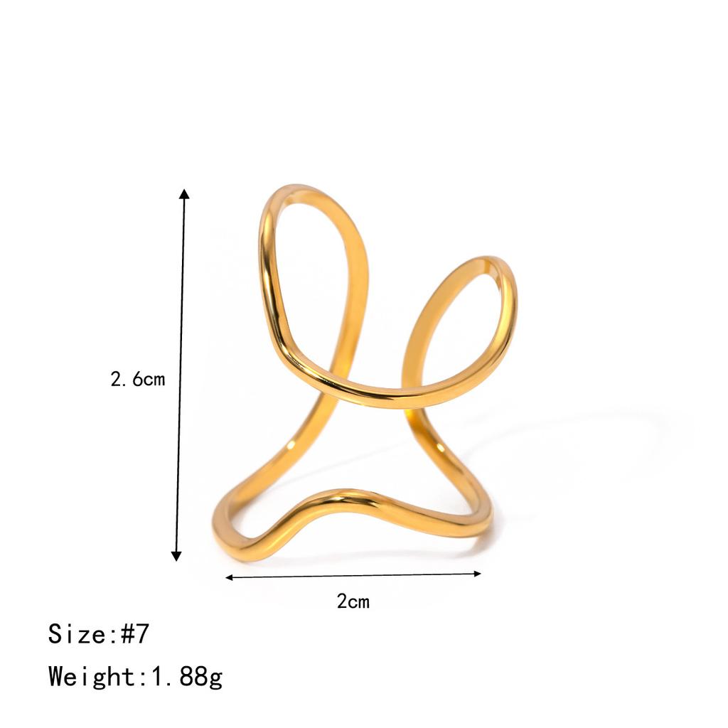 Hot Selling Classic Style Stainless Steel and PVD 18K Gold Plated Waterproof Jewelry Rings ODM Geometry Personality Rings