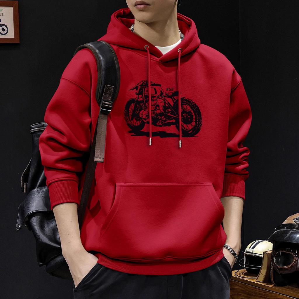 Men's Heavyweight Velvet-Lined Hooded Sweatshirt: Trendy American High Street Jacket for Autumn/Winter