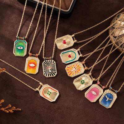 Literary And Retro Wind Tarot Card Dafang Brand Necklace Sun And Moon Octagram Love Planet Desert Necklace