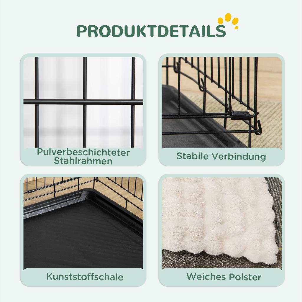 Dog Crate Foldable for Small Dogs 75 x 48.5 x 53 cm Black