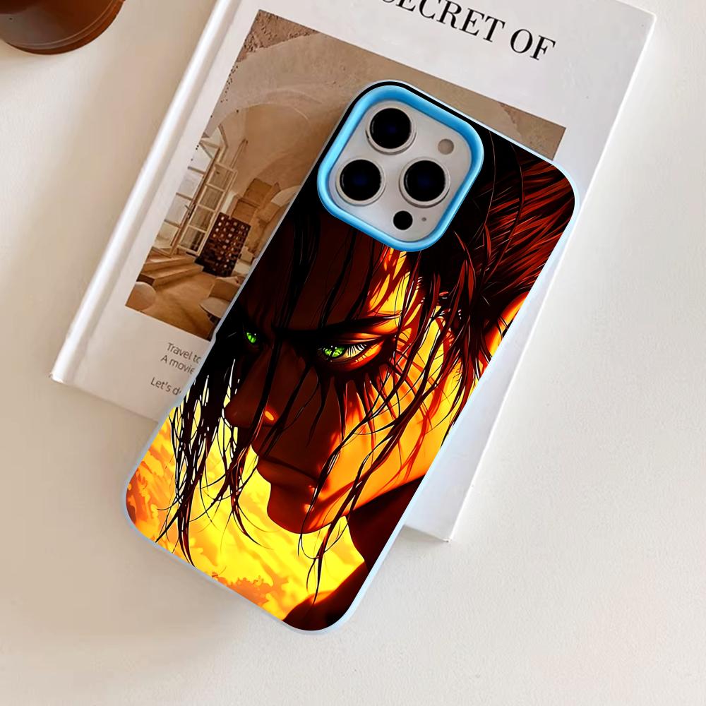 AOT Eren Yeager Jelly Double layer Light Blue Mobile Phone Case for iPhone 17 16 15 14 13 12 11 Air Pro Max Plus Protective