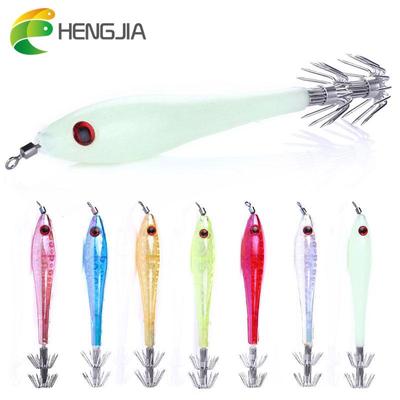 5PCS  HENGJIA  Plastic Squid Jigs Colorful Jig Hook for Sea Fishing Sinking Lure