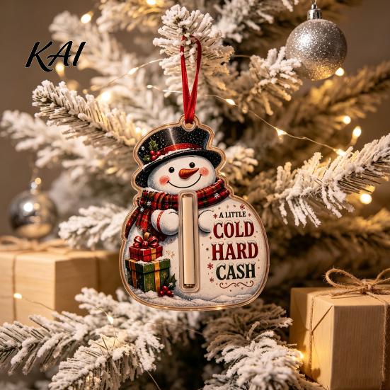 Christmas Tree Money Ornament Holder Ornament, Acrylic Stocking Cash Gift Hanging Decor Creative Holiday Idea for Tree, Festive Pendant with Surprise