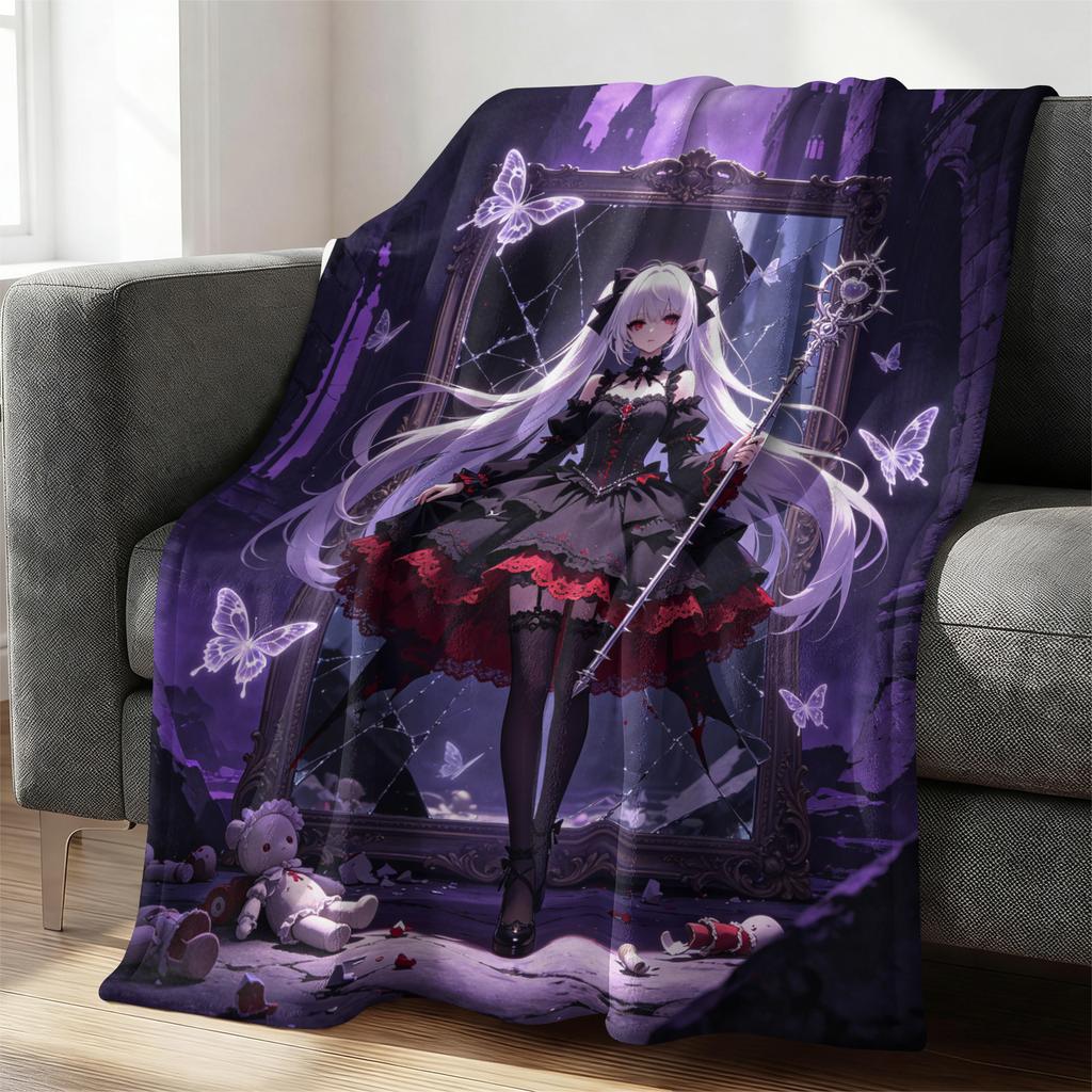 Hatsune Miku Cute Crayon Style Flannel Throw Blanket Gift for Anime Fan Summer Nap Throw Sofa Blanket Bed Cover Travel Blanket