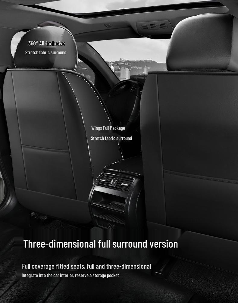 Universal All-Season Five-Seat Leather Car Seat Cover – Full Coverage, Wear-Resistant, Durable, No Removal Needed.