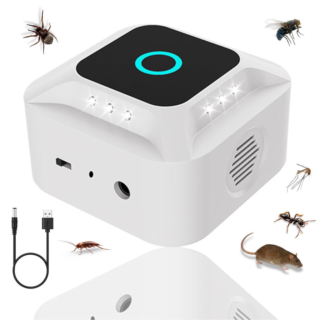 EvoAce Ultrasonic Mouse Repellent Pest Control Cockroach and Mouse Insect Effective Electromagnetic 12 LED Animal Child and Pet Japanese Instruction