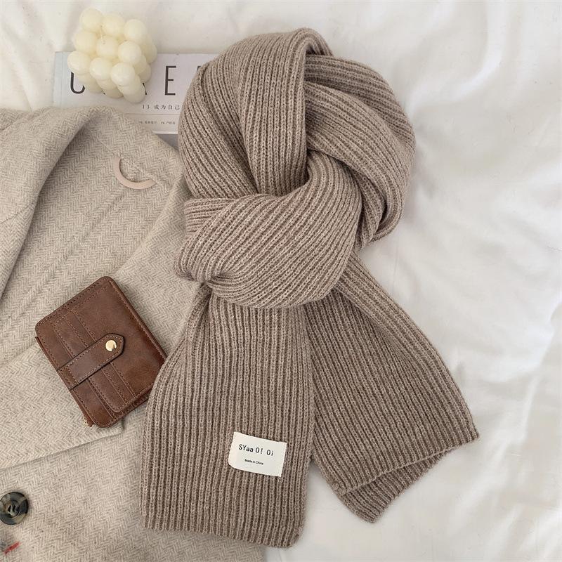 New Classic Retro Knitted Scarf Men Women Couple Korean Ins Thickened Soft Warm Solid Couple Scarves Thermal Muffler Male Female