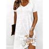 Summer Women's V-neck Short-sleeved Dress Elegant Floral Print Loose Casual Dress