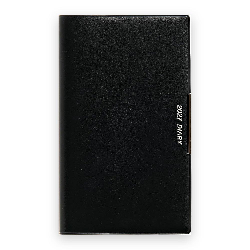 Planner Takahashi Shoten New Diary Alpha 2027 Weekly Left Monthly Horizontal Leather-Look Pen Holder - Black