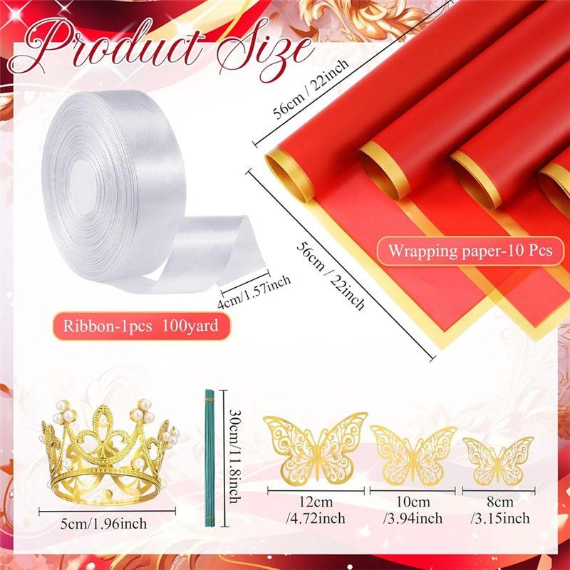 M-Modern-Artificial Roses Bouquet Flowers Bouquet Wrapping Paper Flower Wrapping Paper White