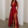 European and American women's clothing 2026 spring and summer deep V-strap backless irregular skirt long skirt small man huge good-looking