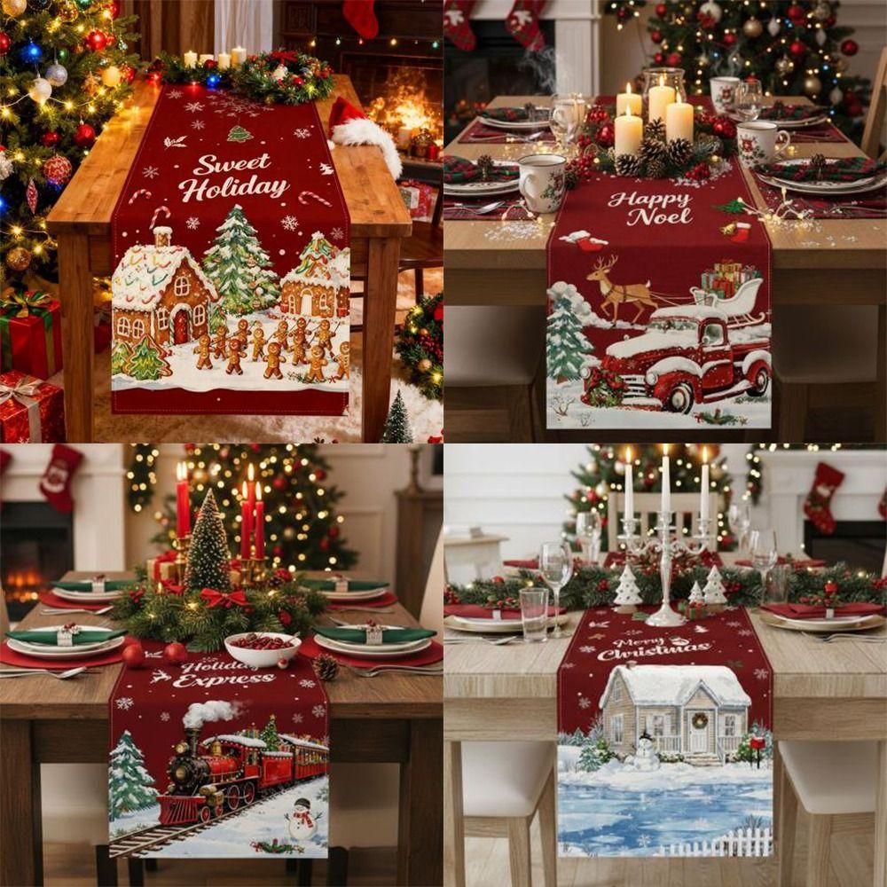 New Year Christmas Table Runner Xmas Party Flag Cover Christmas Table Flag Navidad Gift Merry Christmas Decorations