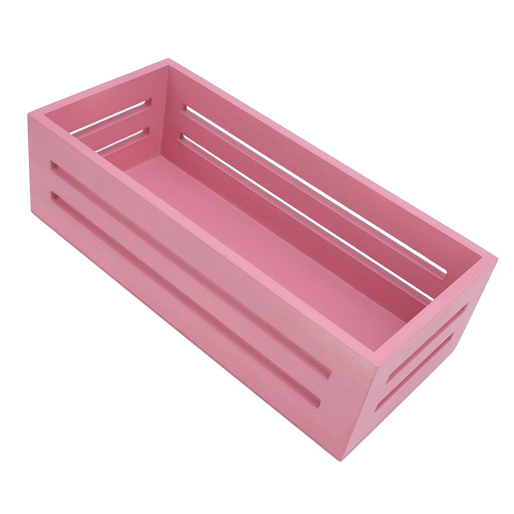 12.99 X 6.1 X 3.94in Wooden Storage Basket Multifunctional Pink Storage Crate Box for Bathroom Bedroom Toilet Paper