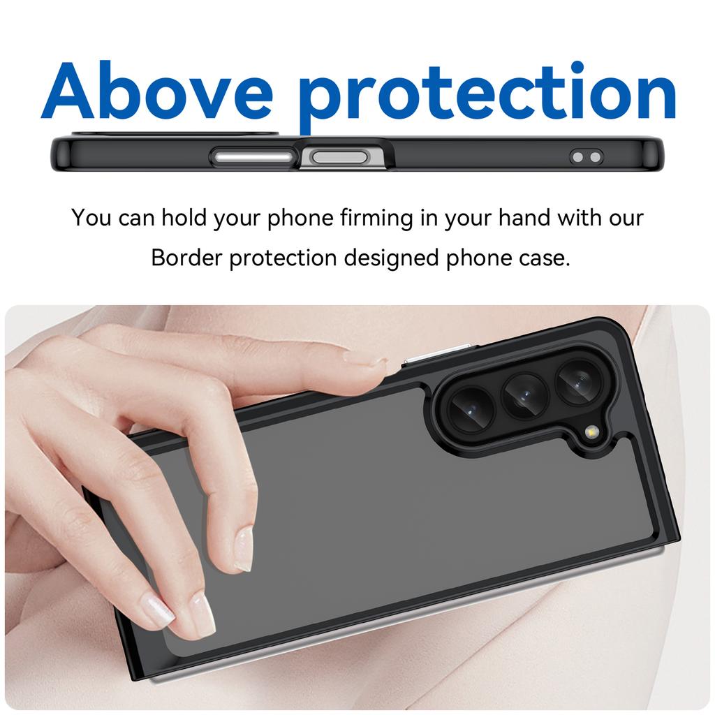 For Samsung Galaxy Z Fold5 5G Mobile Phone Back Cover TPU+Acrylic Clear Protective Shockproof Case