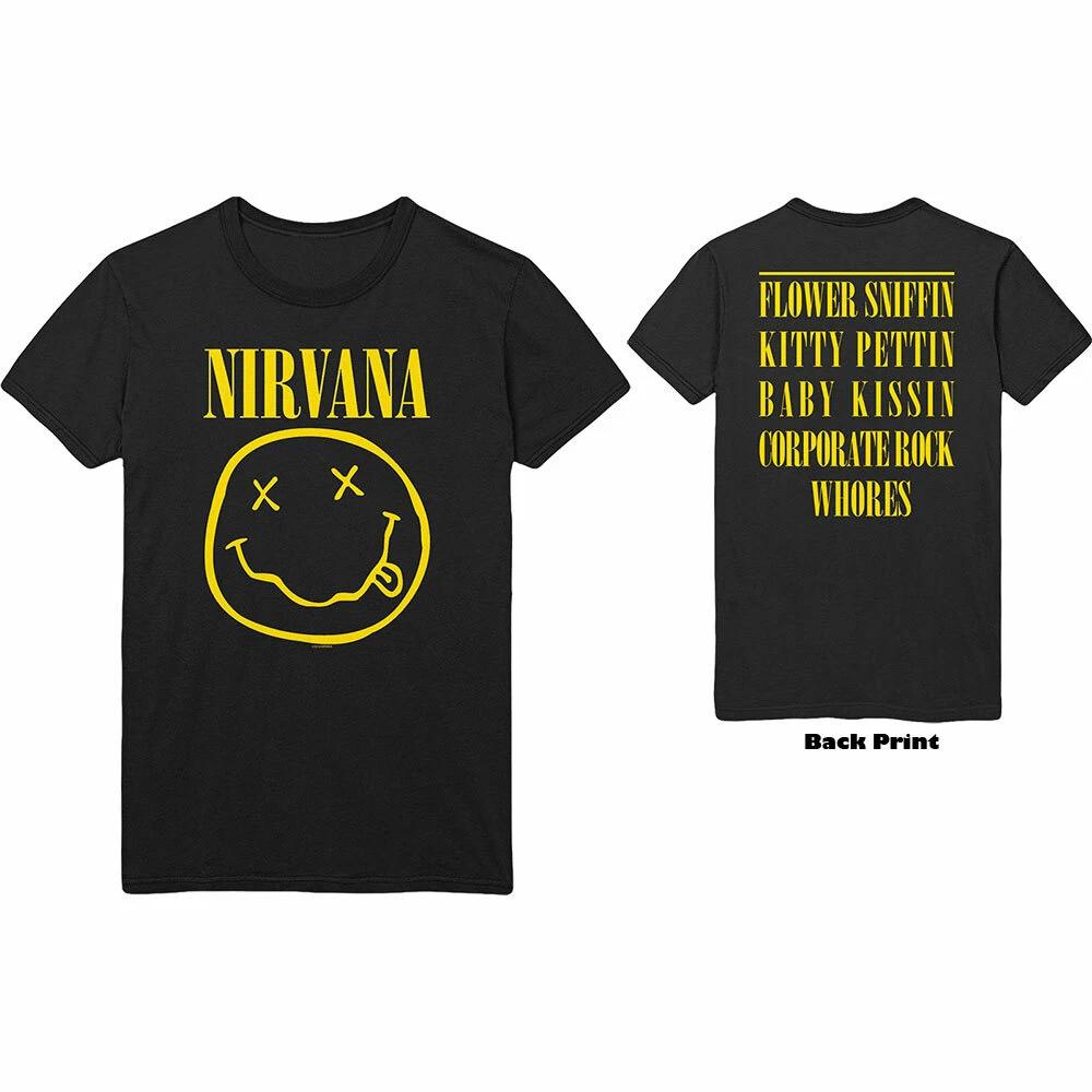 Футболка Nirvana Счастливое Лицо Цветок Официально Лицензированная Унисекс Черная Курт Рок Мерч 2XL