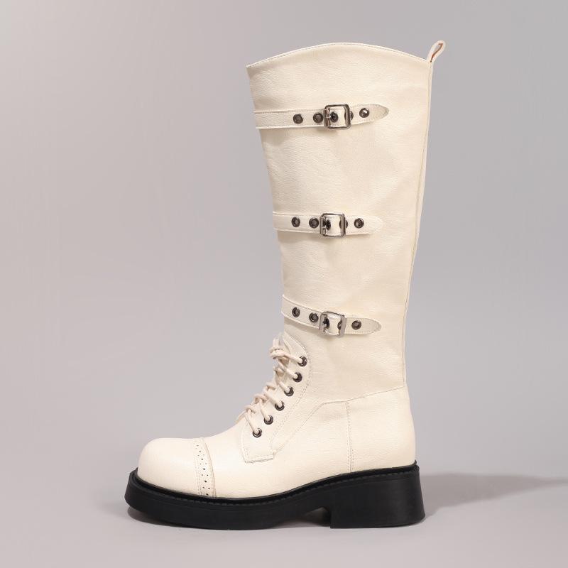 2025 Super Fire Stiefel Dicker Absatz Dicke Sohle Mode Lange Stiefel Runde Spitze Dicker Absatz Schmal Vielseitig Kniestiefel Exklusiv