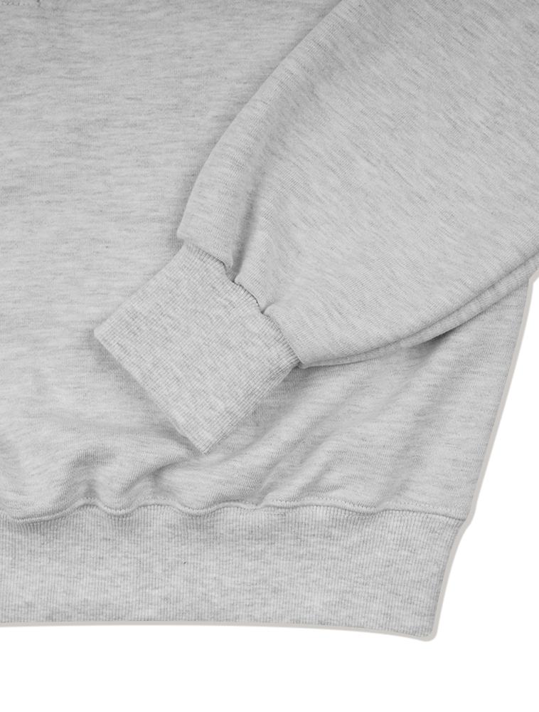 LA MAISON STUDIO Women'S Crop Classic Logo Embossed Embroidery Heavy Terry Henley Neck Ash Grey (Fcd3Ts708W)