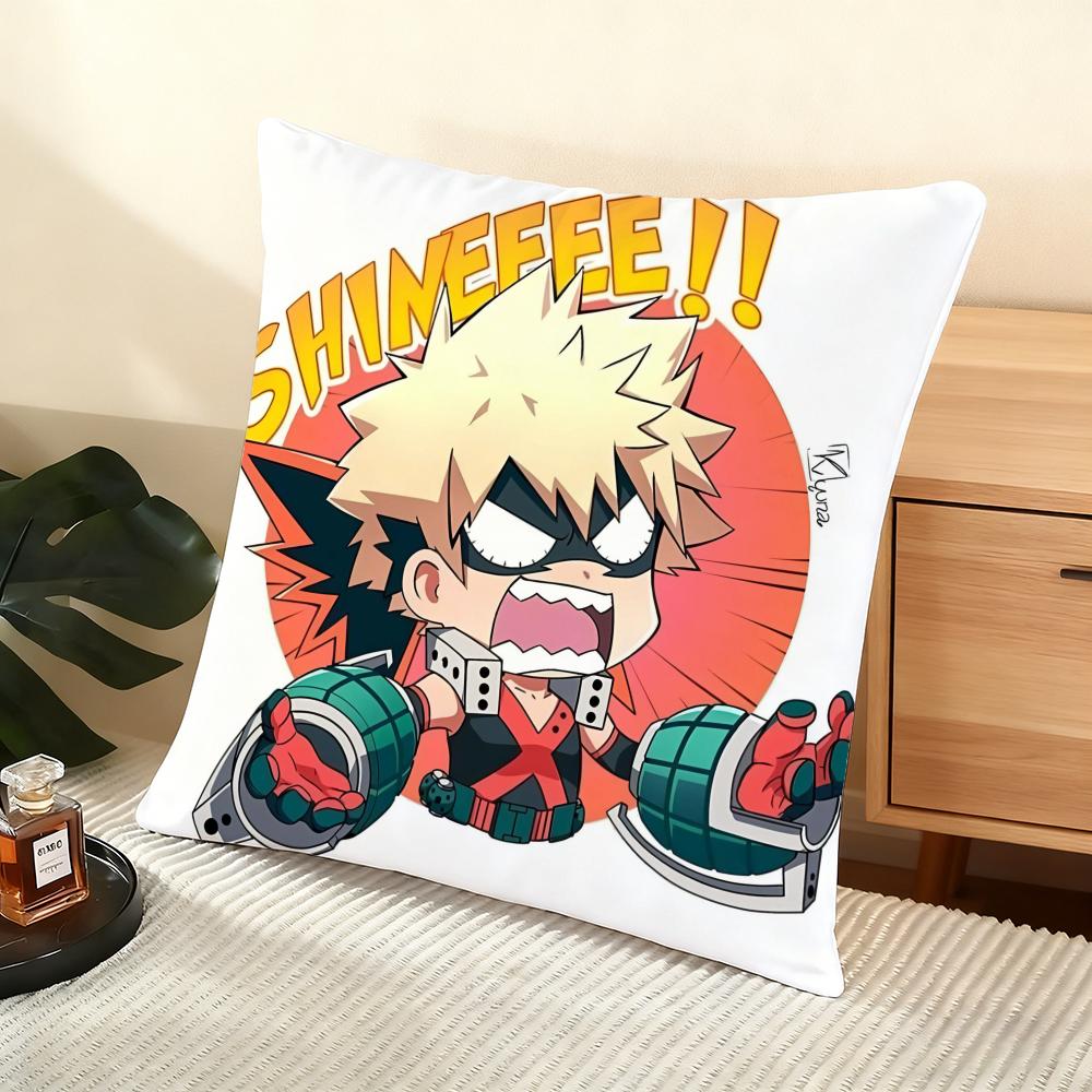 M-My H-Hero Academia Bakugo Cushion Cover Soft Short Plush Pillow Cover Smooth Cozy Texture Aesthetic Cushion Case Home Decor