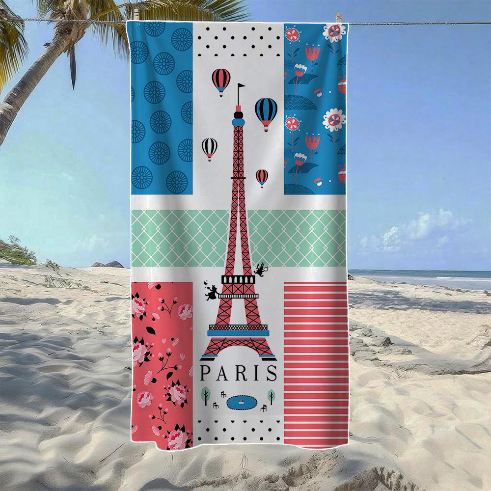 

Paris Eiffel Tower Beach Towel, Soft Quick-Drying, Perfect For Portable Outdoor Travel, Swimming, Camping And Summer Beach W30*H60(CM)