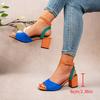 European and American colored plus size high-heeled sandals for women 2025 new round toe fashionable thick heel sandals