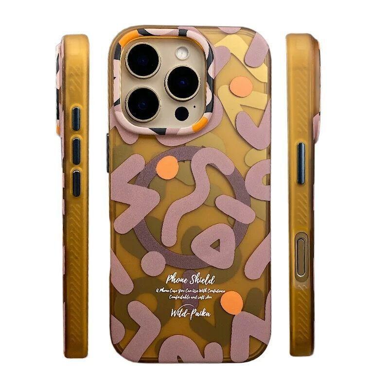 Geometrische Graffiti Handyhülle für MagSafe iPhone 12 13 14 15 16 17 Pro Max Air Magnetisches Kabelloses Laden Harte Schutzhülle