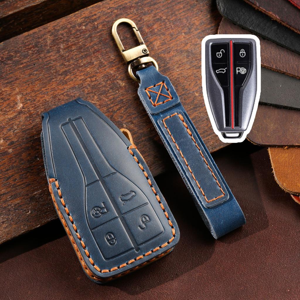 Suitable for Hongqi H5 Key Cover, Hongqi H7 Hs5 Hs7 High-end Car Remote Control Key Case, Ring Case, Genuine Leather.