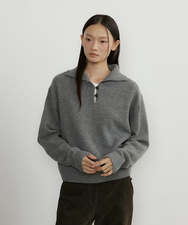Lingseoul Cashmere Collar Knit-Gray