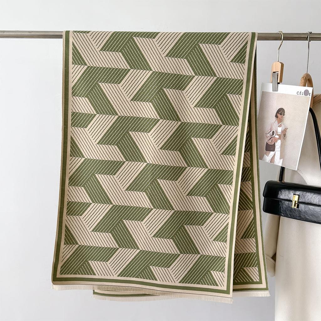 Koreanischer Mode-Schal Herbst Winter Doppelseitiger Imitat-Kaschmir Verdicken Warme Wickeltücher Reduzierter Fransen-Schal Luxuskleidung Frauen