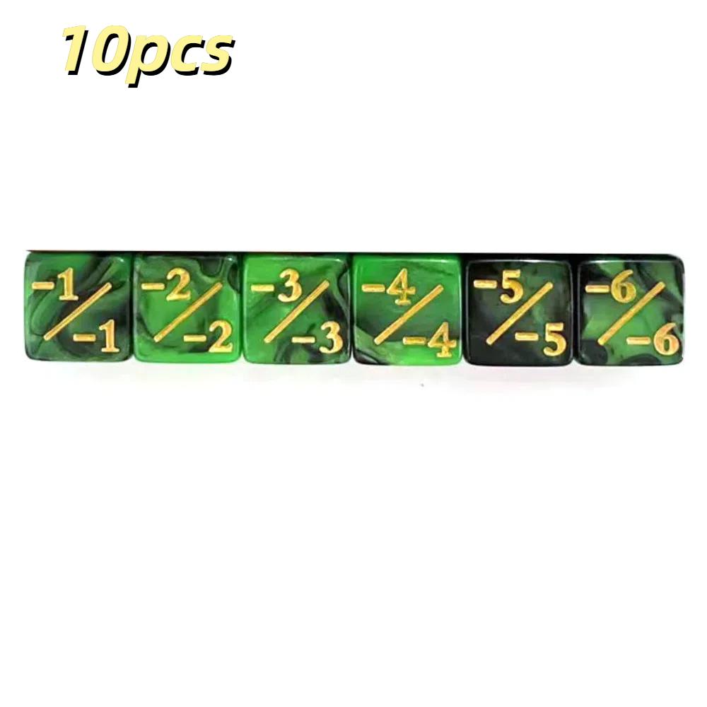 10pcs/set Six Sided Polyhedral Dices Acrylic Material +1/+1 Dice Counting Dices Multifunction Cubes Shape Game Dices