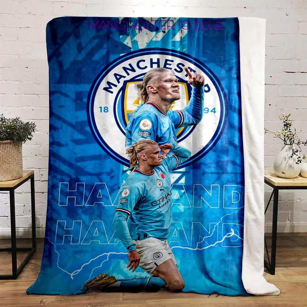 Manchester City Theme printed Flannel blanket for bedroom, living room, sofa, and nap