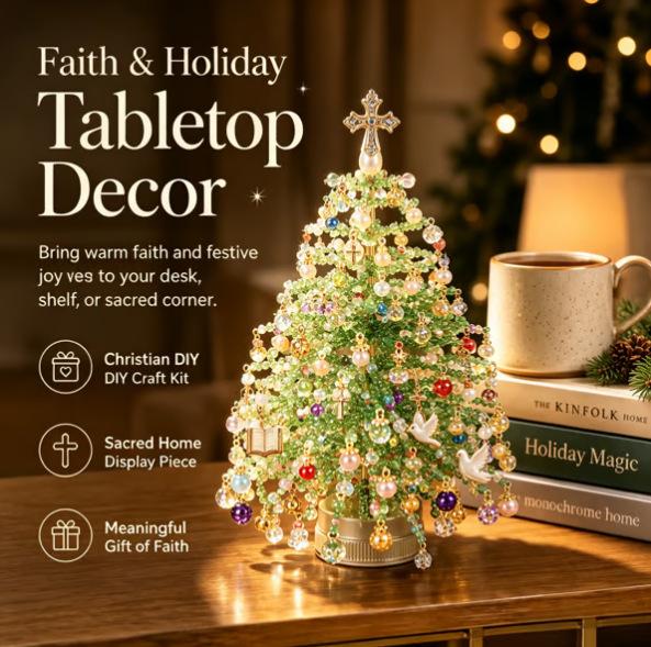 DIY Beaded Christmas Tree Kit LED Xmas Tree Desktop Ornaments Colorful Mini Crystal Bead Maple Tree Halloween Decor Holiday Gift