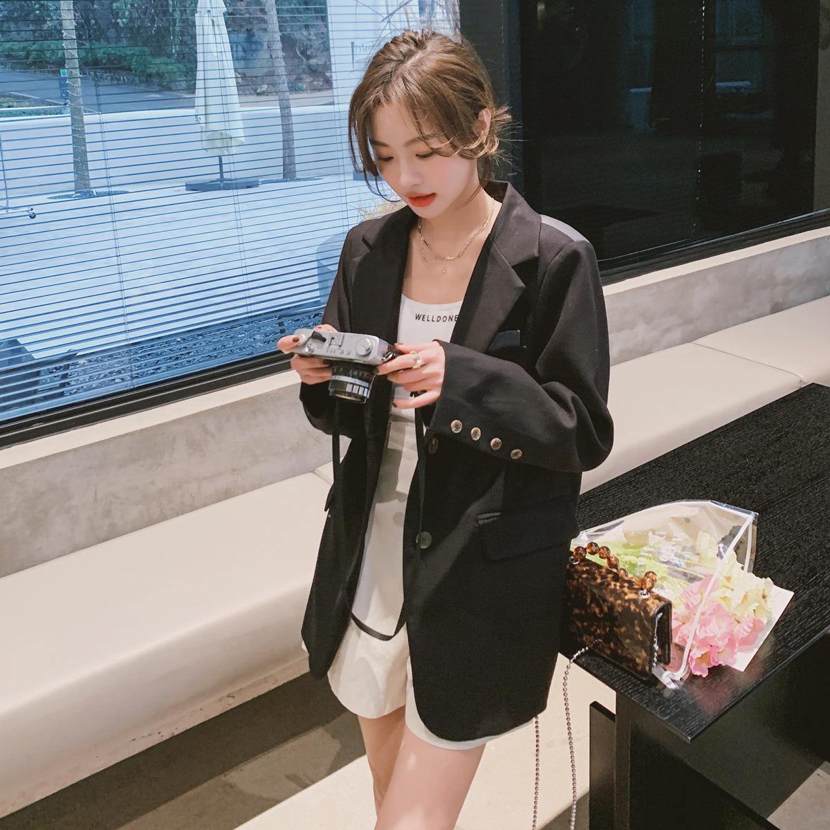 

Женский весенне-осенний новый корейский стиль маленький пиджак с пуговицами на спине XL