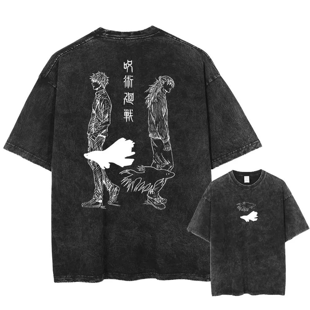 Jujutsu Kaisen Manga Tshirt Zenin Maki Graphic Print T Shirt Men Women Clothes Short Sleeve Tees Washed Oversized Cotton Tshirt