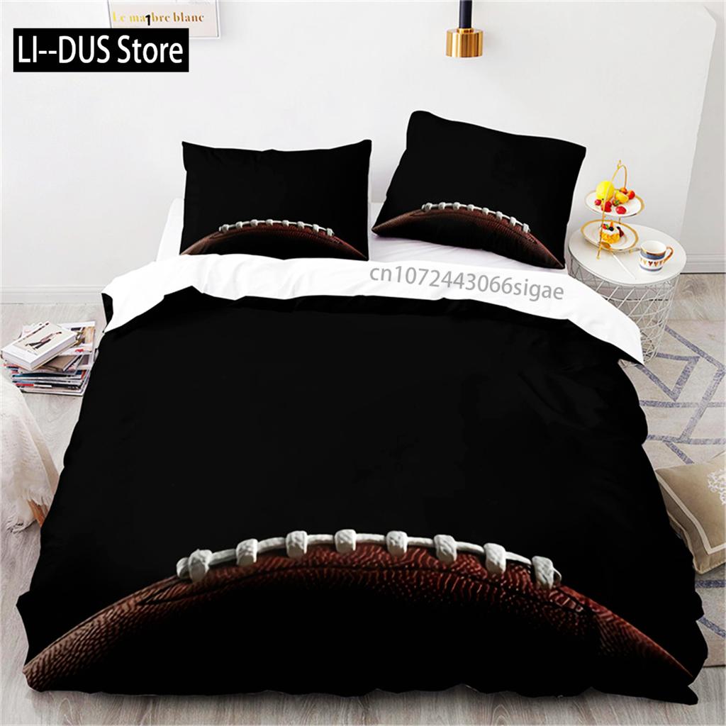 Twin Boy Sports Duvet Cover Football Bedding Set Microfiber Ball Sport Comforter Cover For Kids Teen Men Gifts Bedroom Decor