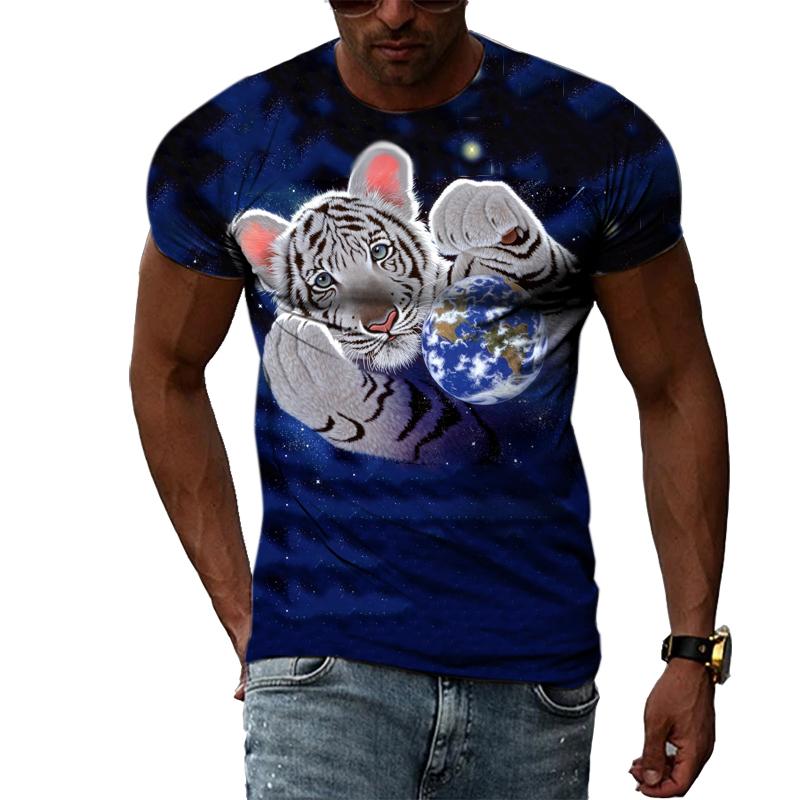 New Year Animal Tiger Graphic T Shirts For Men Summer Fashion Casual Hip Hop Harajuku Style T-shirt 3D Personality Print Tee Top