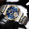 Men's Stainless Steel Tourbillon Watch Men's Student Quartz Watch Business Calendar Waterproof Steel Strap Watch Large Dial