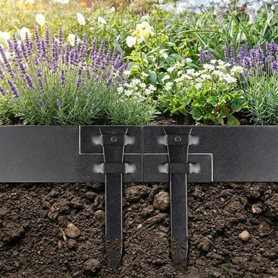 Carbon Steel Garden Stakes 10Pcs 12" Landscape Edging Stakes, Heavy Duty Anchoring Spikes, Pet Fence Ground Spikes Border for Outdoor Lawn Terrace
